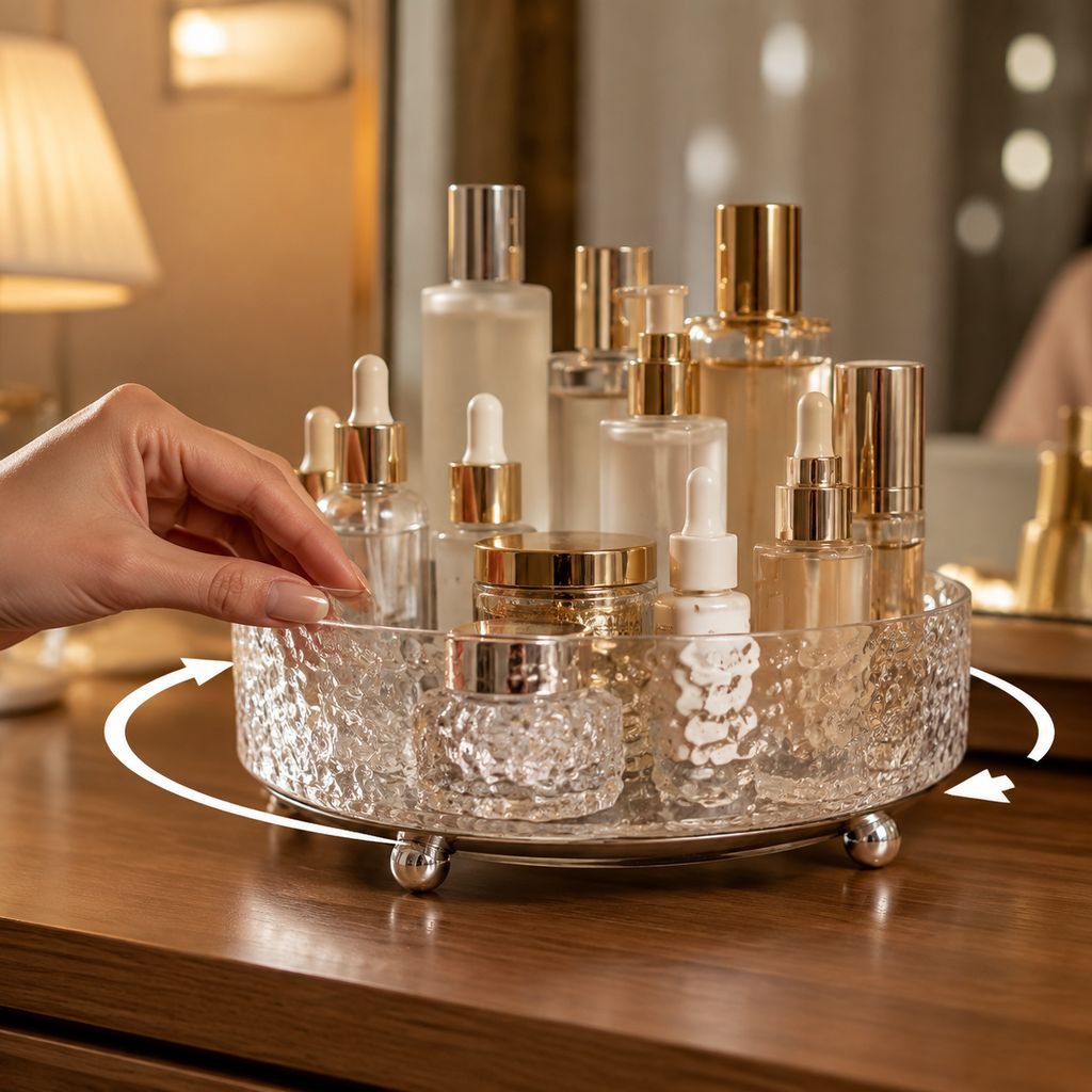 Desktop Rotating Cosmetics Rack Toilet Skincare Storage Tray