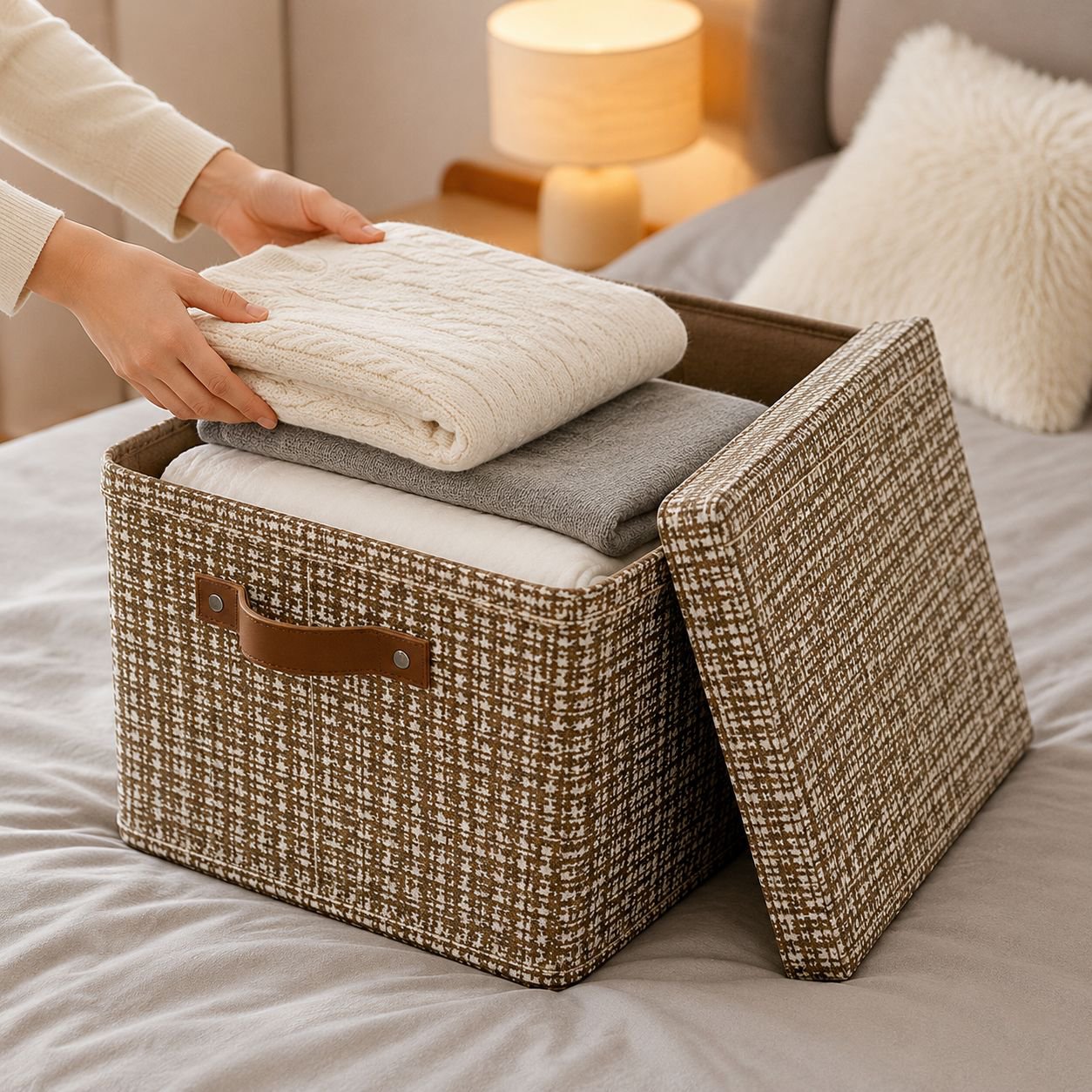 Oxford Fabric Foldable Quilt Storage Box, Clothes Organizer for Home