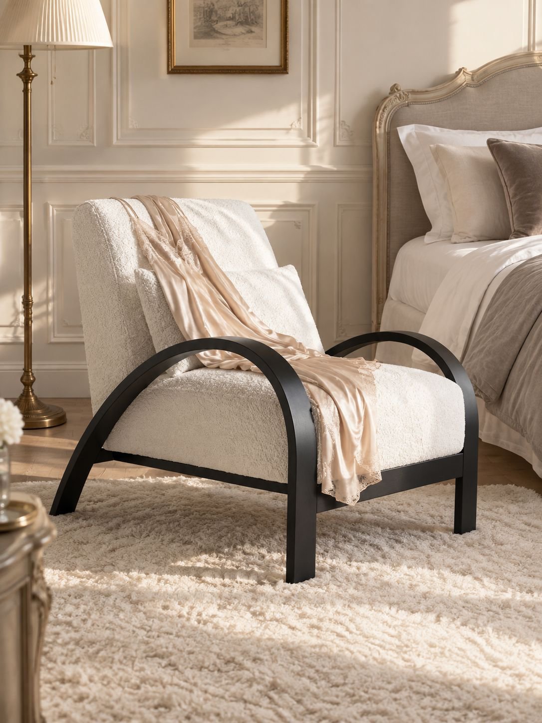 Fauteuil individuel style wabi-sabi pour salon contemporain