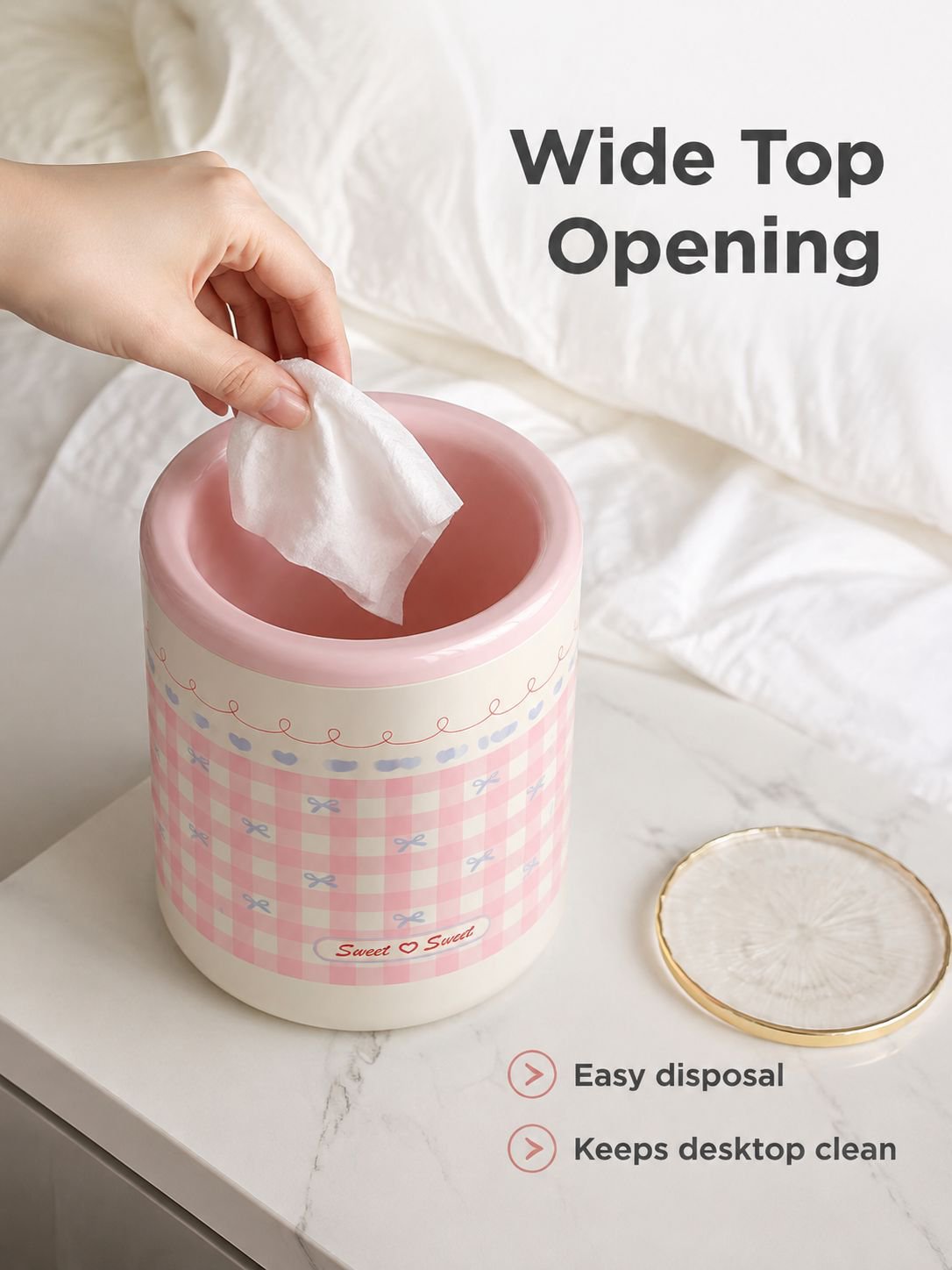 Mini trash bin with a flip lid for easy trash disposal
