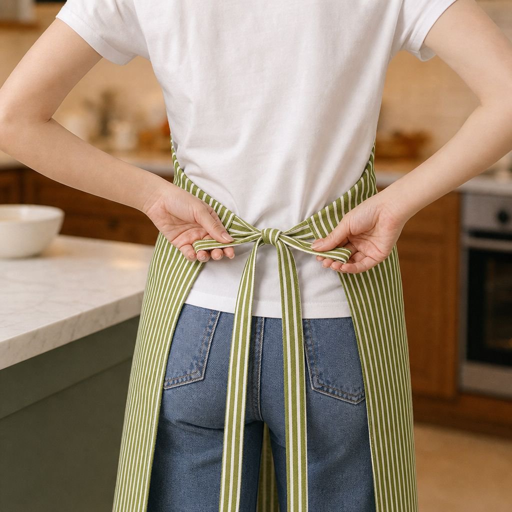 Adjustable Cotton and Linen Stripe Housework Apron Skirt Fashion Dirt-resistant