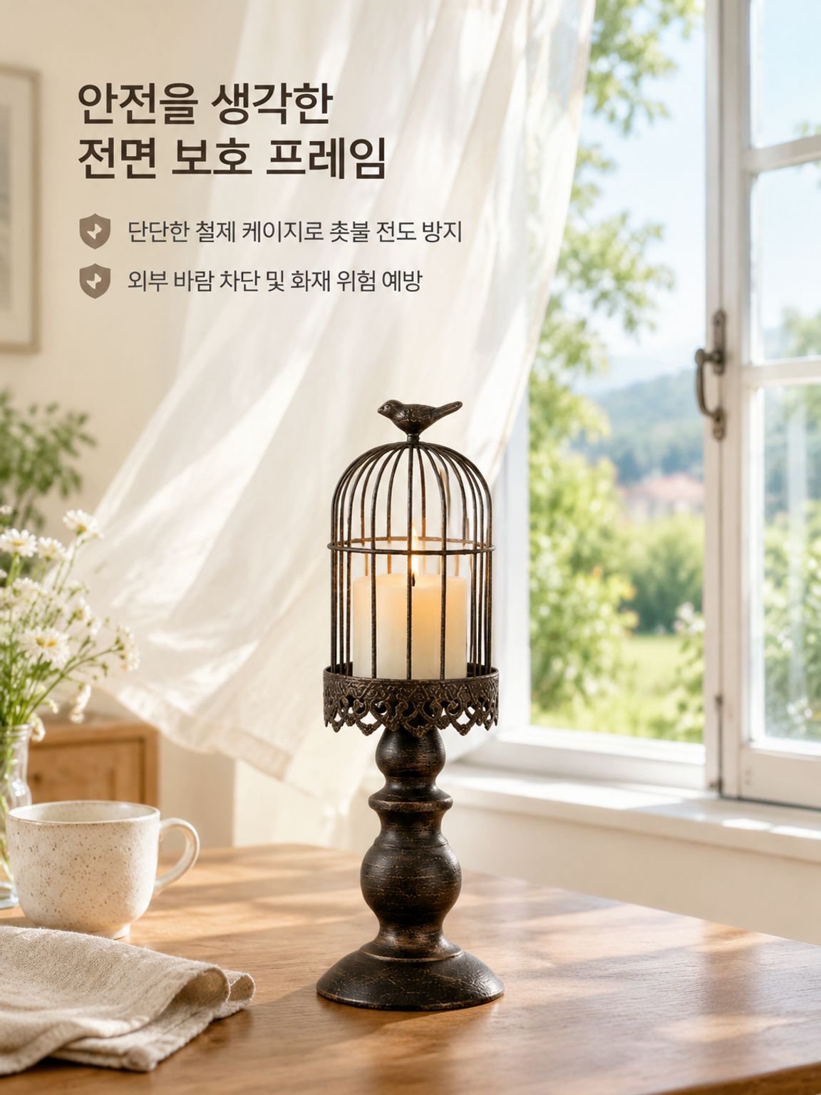 유럽풍 철제 촛대 테이블 장식