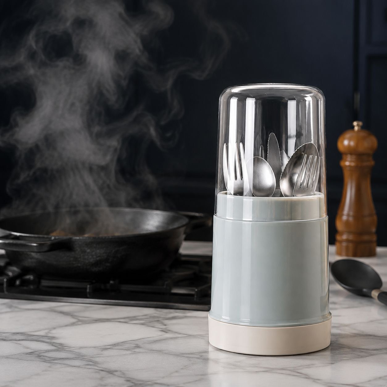 Kitchen Chopsticks Holder with Dust Cover and Drainage