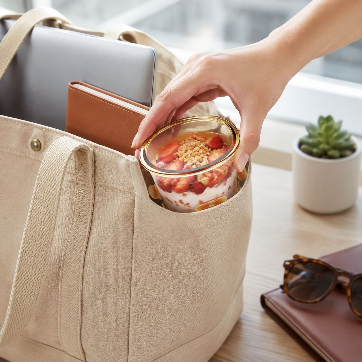 X23033101FA-[Must-have für den Fettabbau] Bernsteinfarbene, hochhitzebeständige Lunchbox mit hohem B