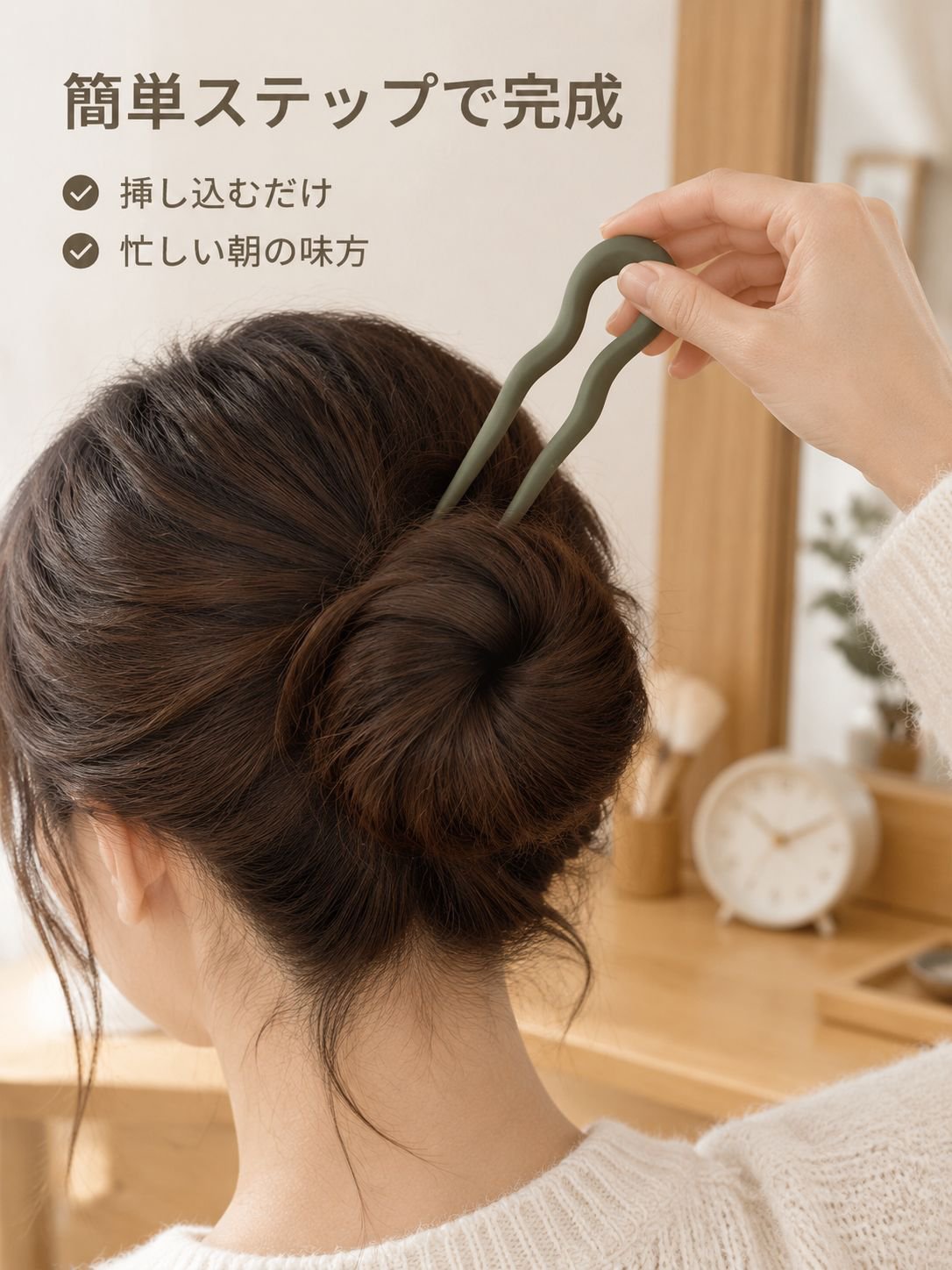 シンプルマットU字ヘアピン レディースお団子固定ヘアアクセサリー