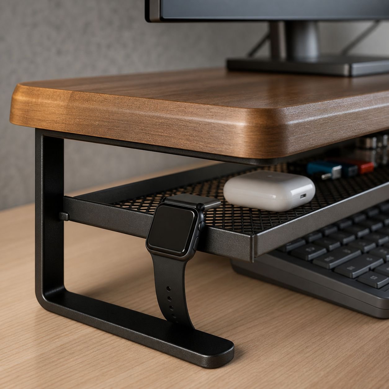 Monitor stand with ergonomic height adjustment