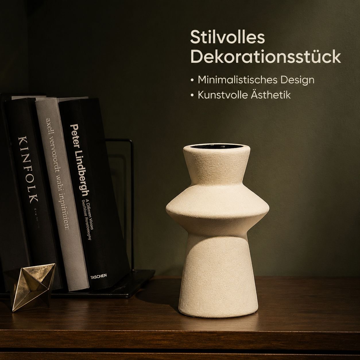 Nordische Keramikvase im Wabi-Sabi-Stil fuer Blumen und Hydrokultur