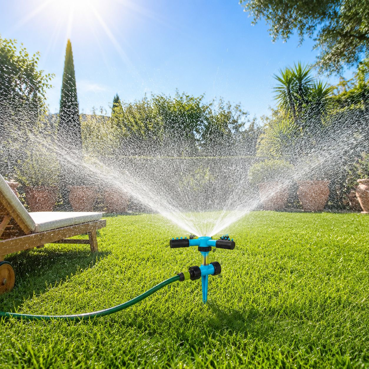 Aspersor Automático Giratorio: Espacio Cómodo para Mascotas y Jardinería