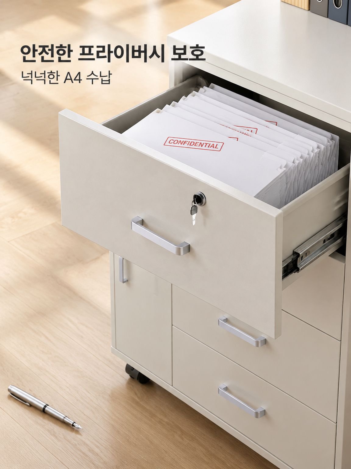 사무실 책상 아래 서랍 파일 캐비닛 수납 캐비닛 원목 낮은 캐비닛