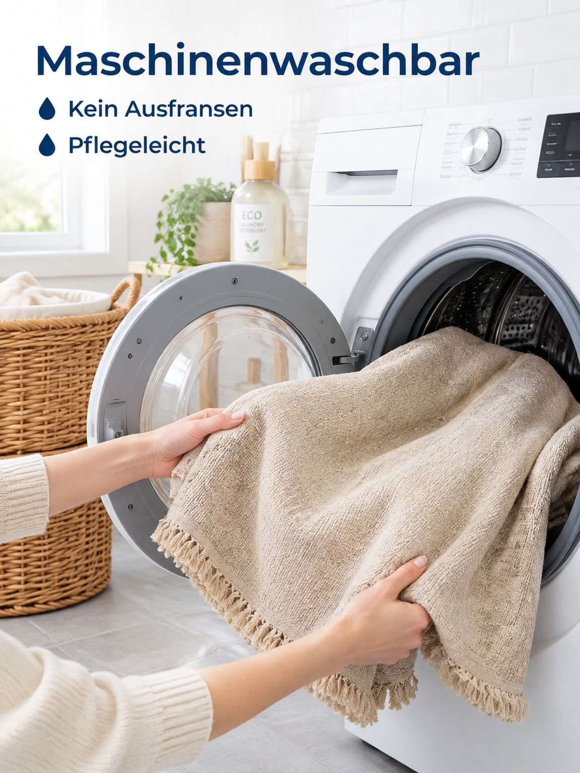 Schlichter einfarbiger Sofaüberwurf aus hochwertigem Material
