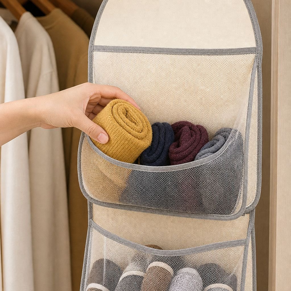 Dormitory Hanging Mesh Organizer Underwear Sock Clothes Storage Bag