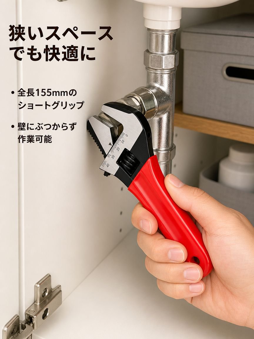 全鋼製超大型開口ショートハンドルモンキーレンチ