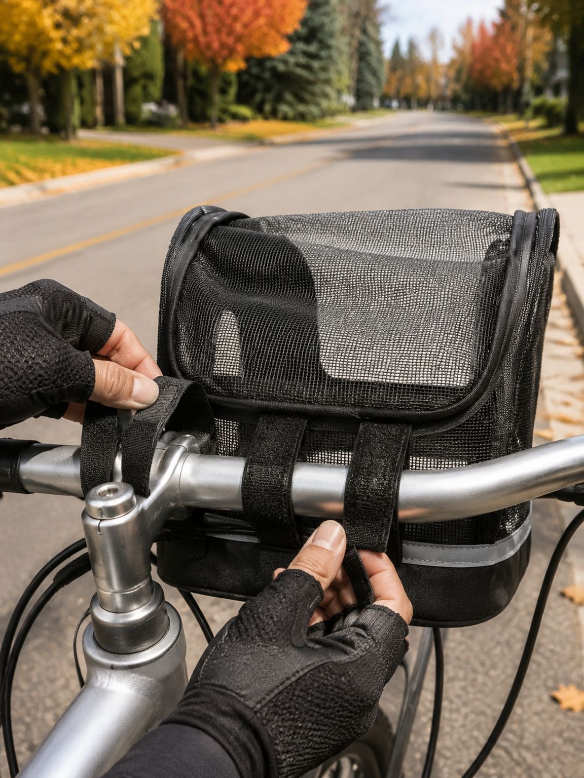 Foldable bicycle basket bag for small pets (cats and dogs), front bag, removable bicycle handlebar b