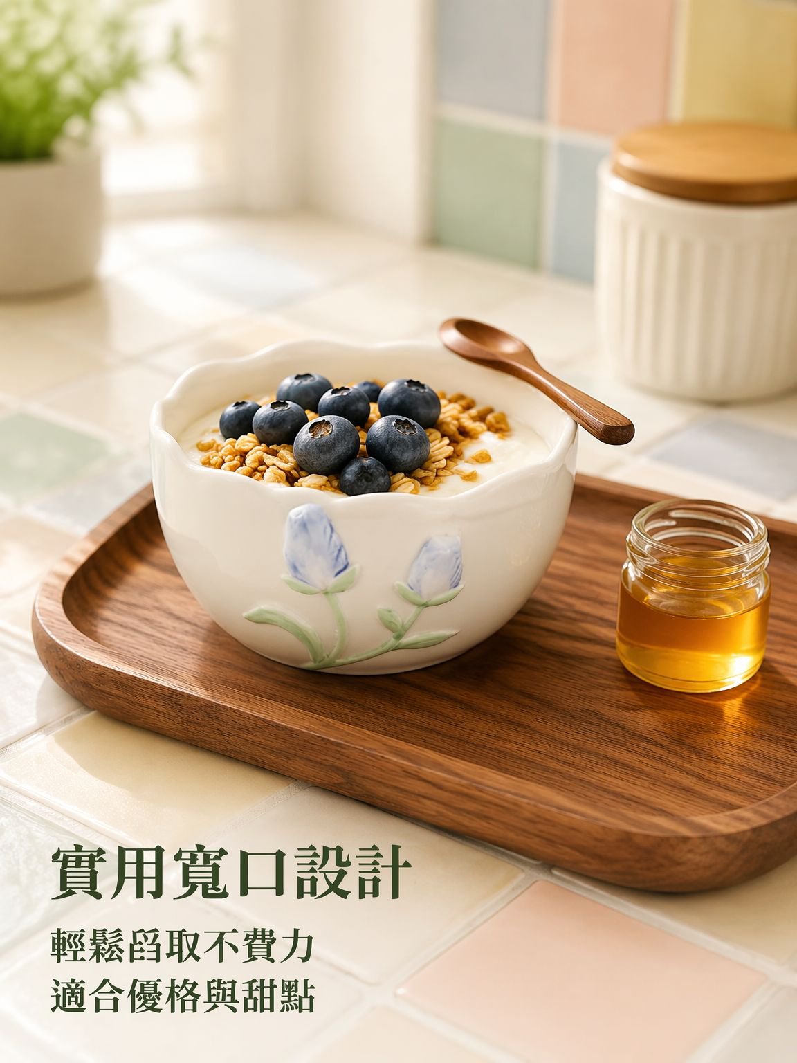 立體花卉圖案陶瓷餐盤