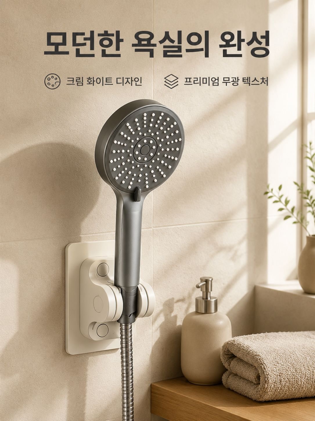 설치 필요 없는 무타공 샤워기 홀더