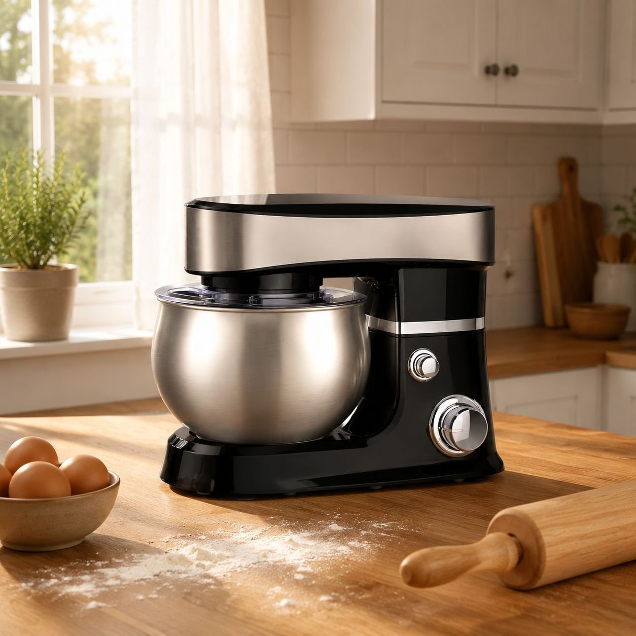 5.5L Large Capacity Multi-functional Mixer, Dough Kneading, Whisking, and Blending All-in-One