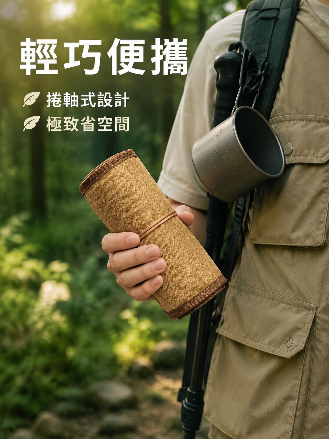戶外便攜三人餐具組合帆布收納袋