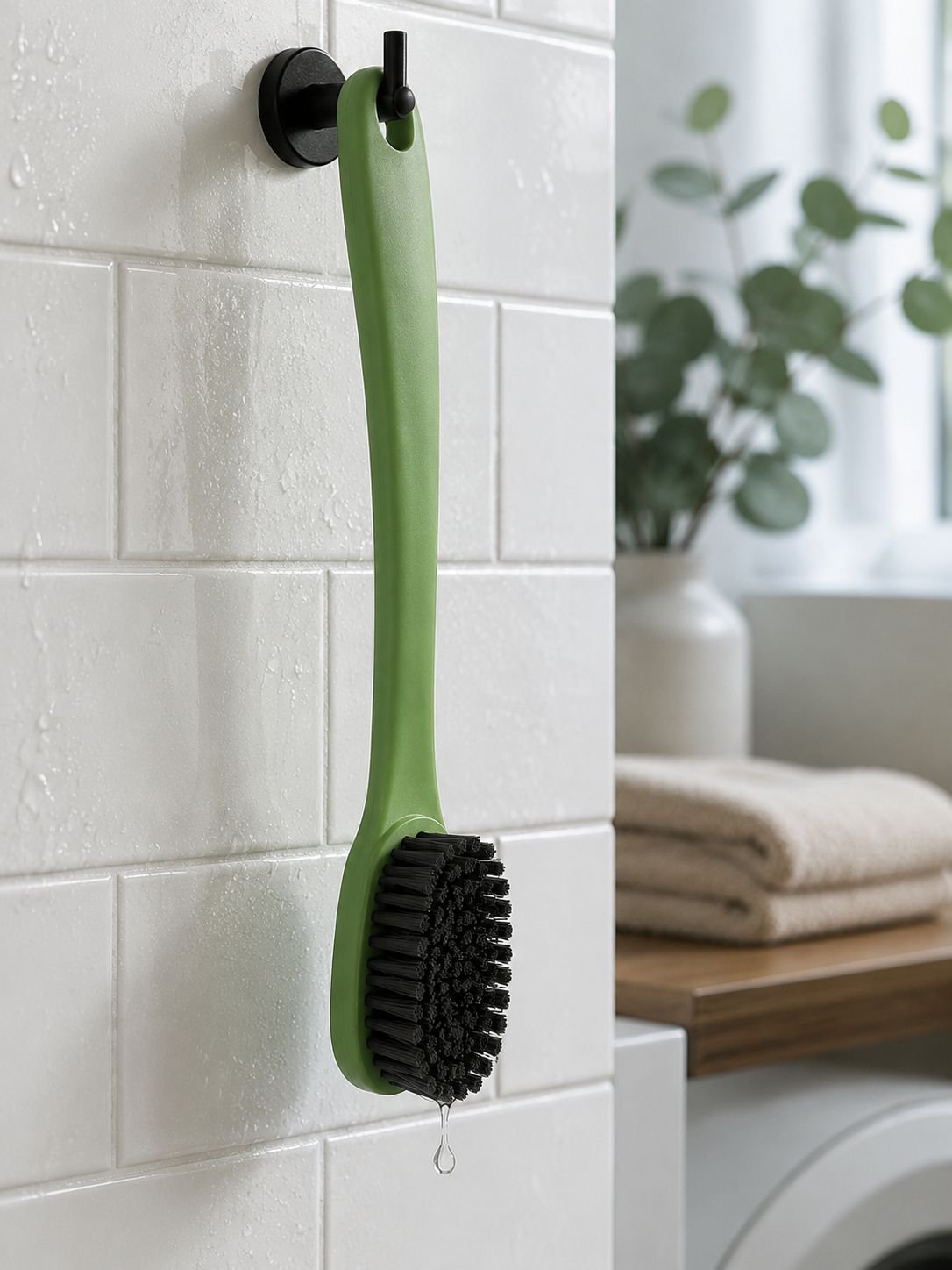 Versatile household brush for laundry and footwear care