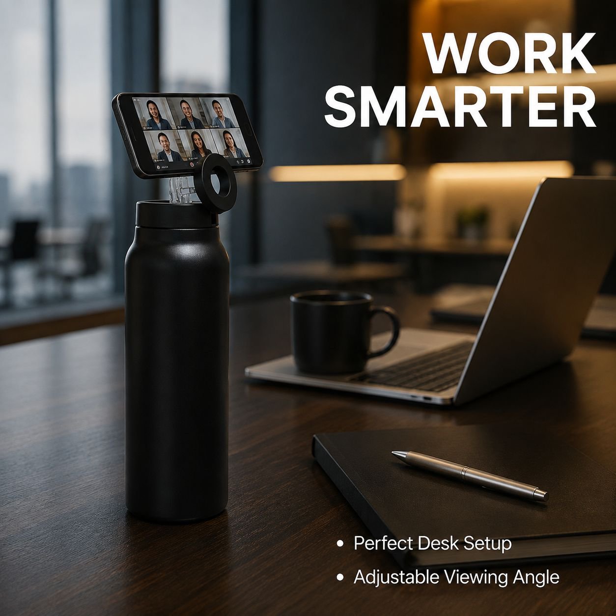 Multifunctional Magnetic Phone Stand Insulated Large Water Bottle