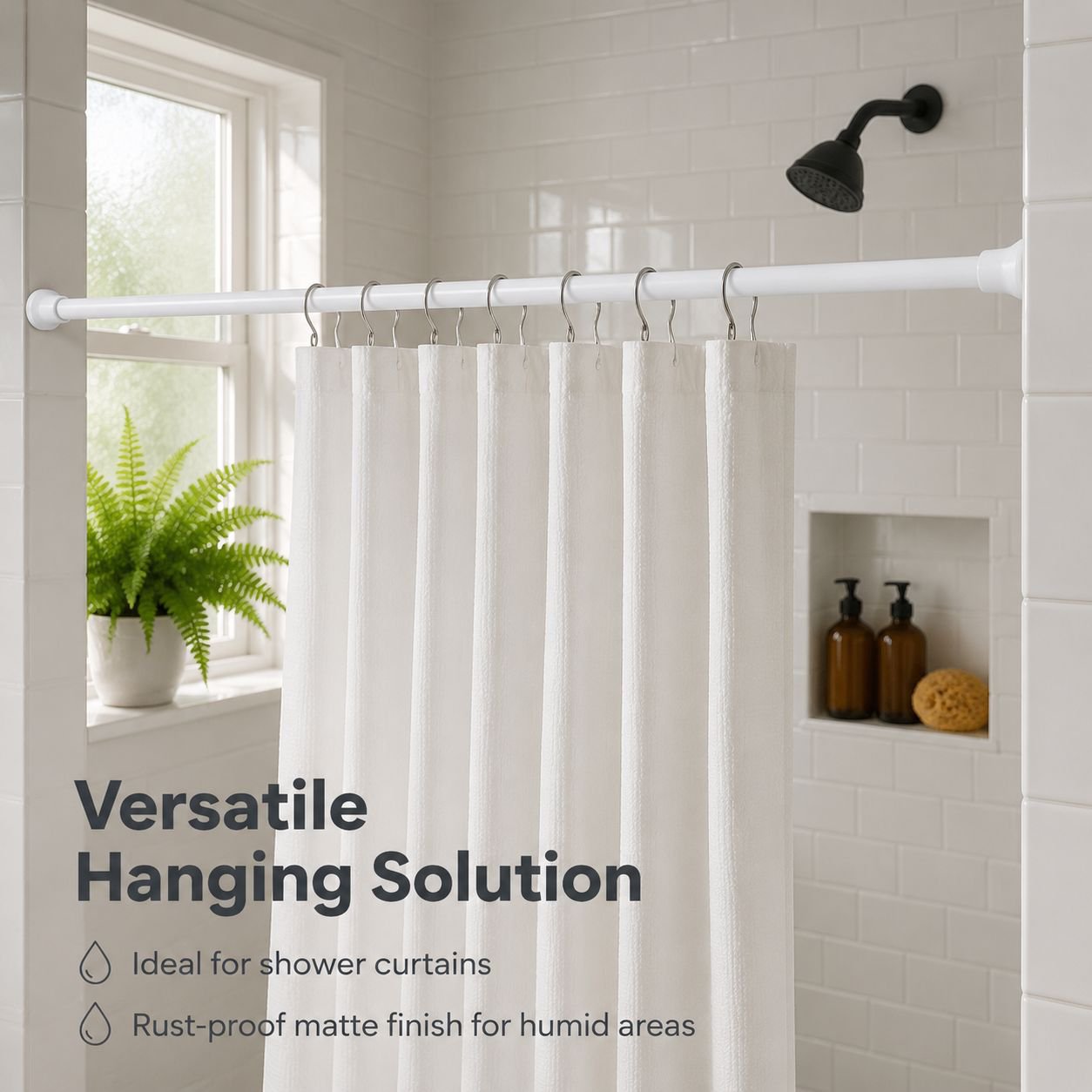Thickened, drill-free fixed clothes drying rod and wardrobe support rod