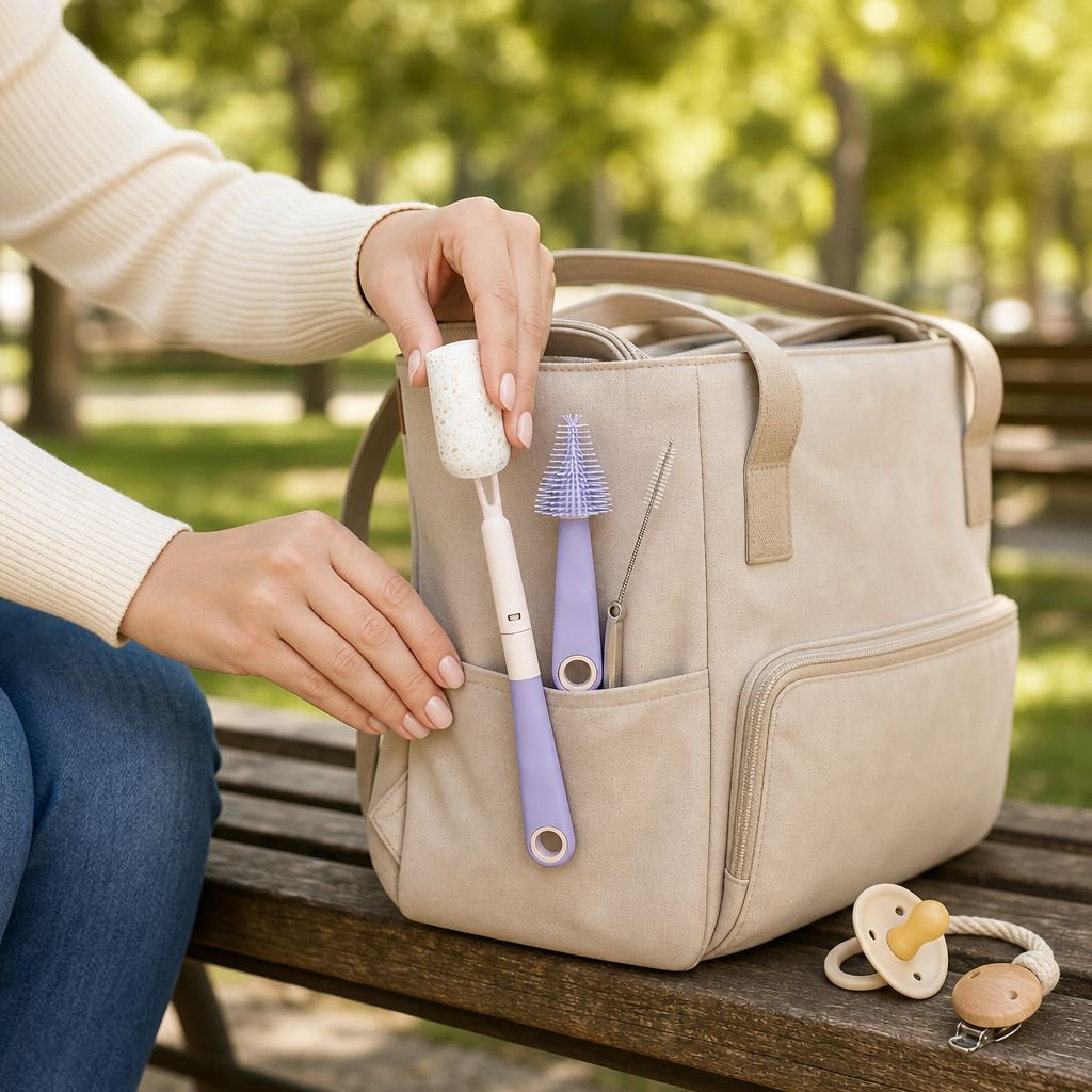 2-in-1 Baby Bottle and Nipple Cleaning Brush Set for Travel