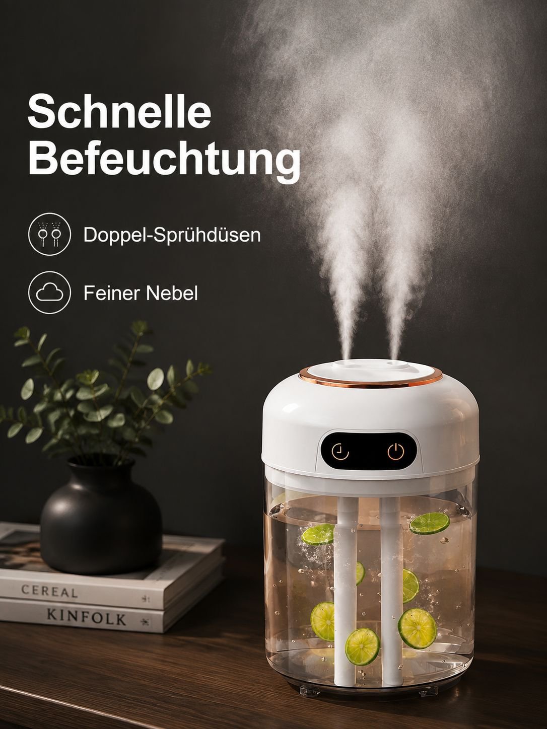 4,5L Doppel-Sprühstrahl Luftbefeuchter mit Fernbedienung und Timer