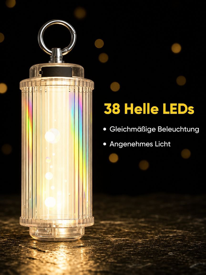 Tragbare LED Campinglampe für draußen, 38 LEDs, Lange Batterielaufzeit, Ambientebeleuchtung