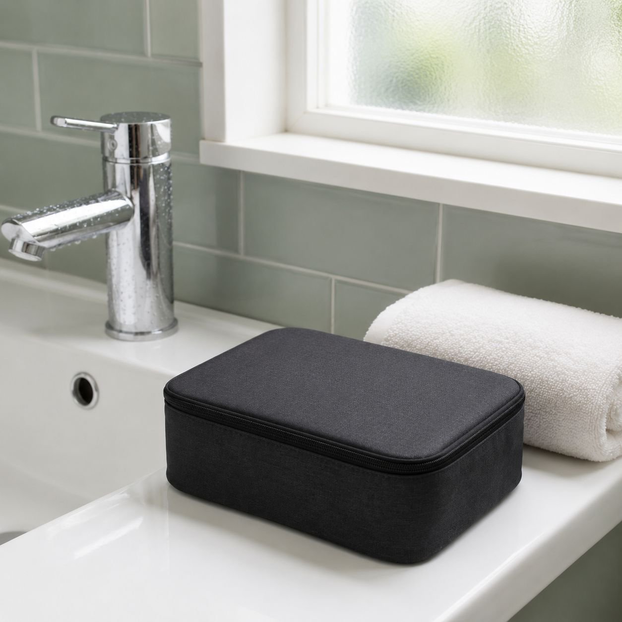 Compact storage solution for toiletries and cosmetics