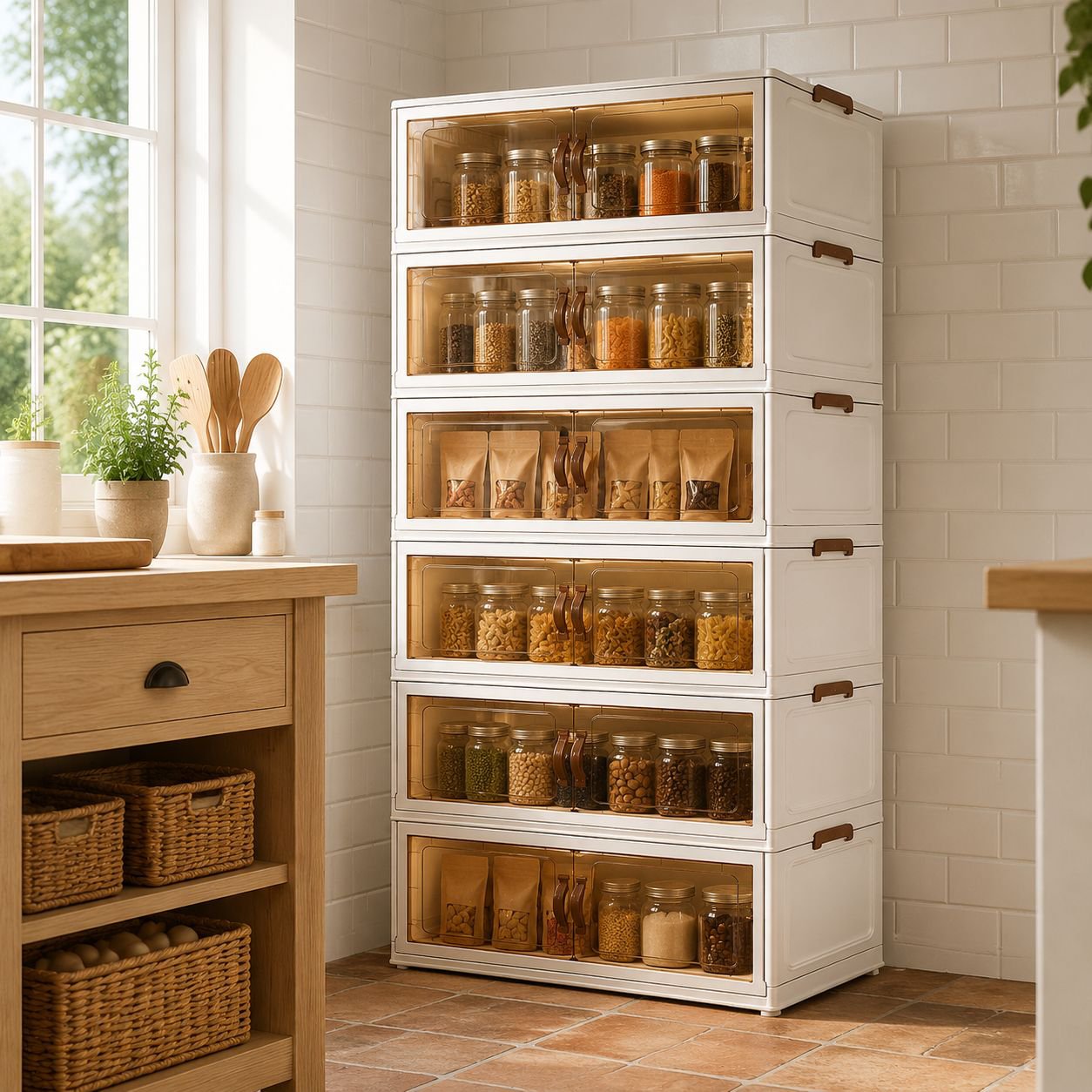 Durable multi-layer storage cabinet with large capacity
