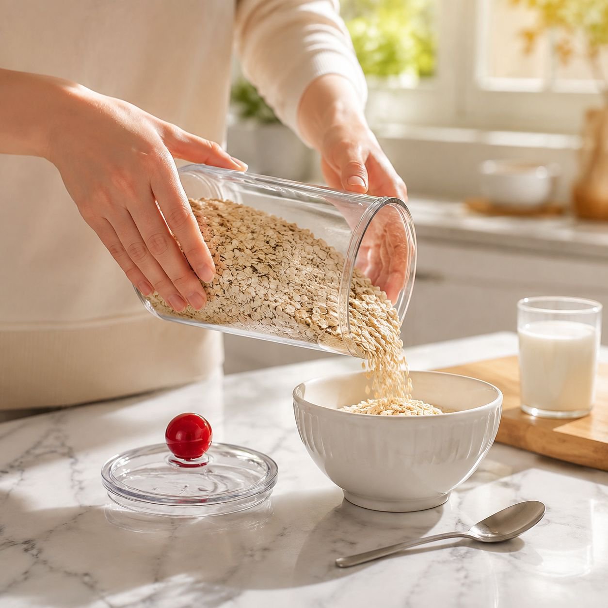 Large capacity airtight jar for dried foods