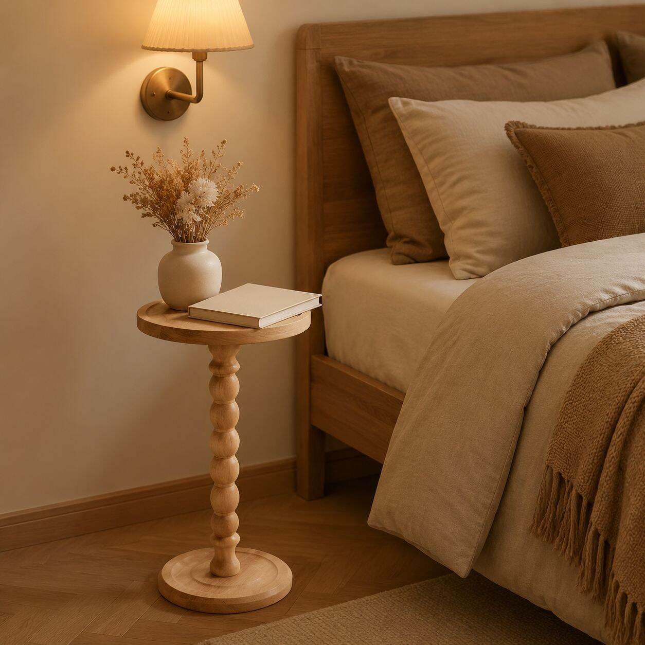 Mesa auxiliar de madera maciza de estilo retro americano