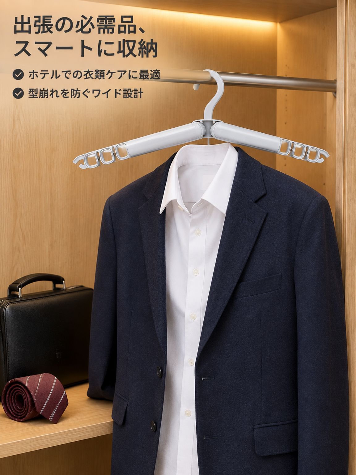 旅行用折りたたみ式衣類ハンガー