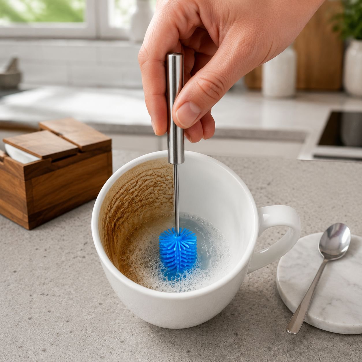 Exquisitely Designed Stainless Steel Press & Spin Brush