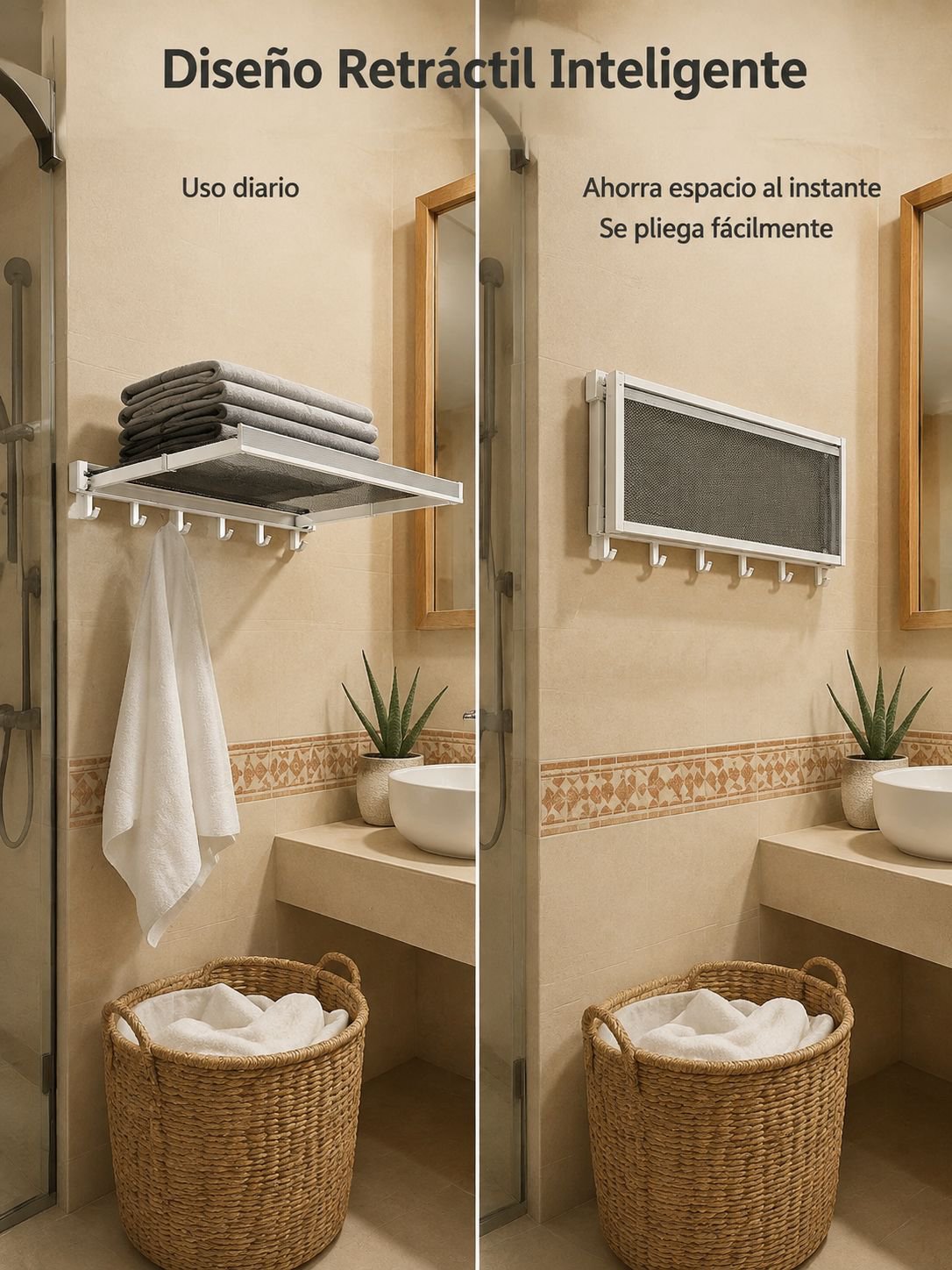 Toallero de baño oculto sin taladro