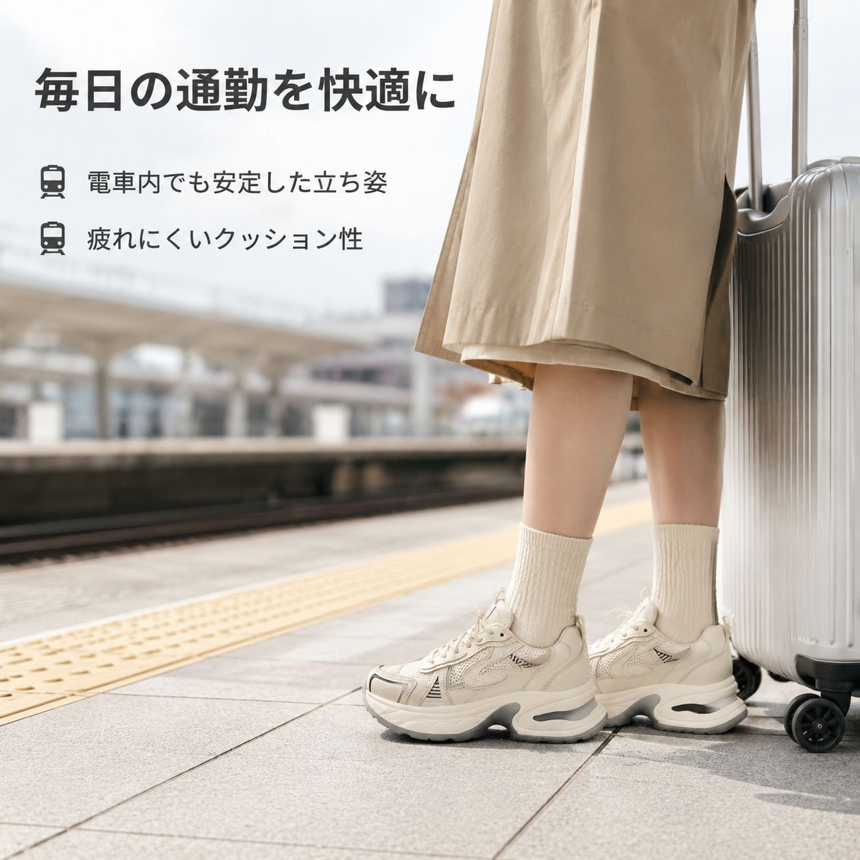 レディース厚底スポーツシューズ メッシュ表面 軽量 万能カジュアルスニーカー