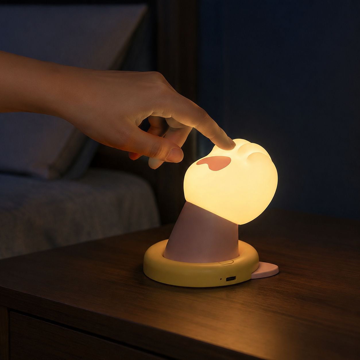 Lampe veilleuse patte de chat, lampe de chevet chambre, cadeau d'anniversaire, ambiance cosy