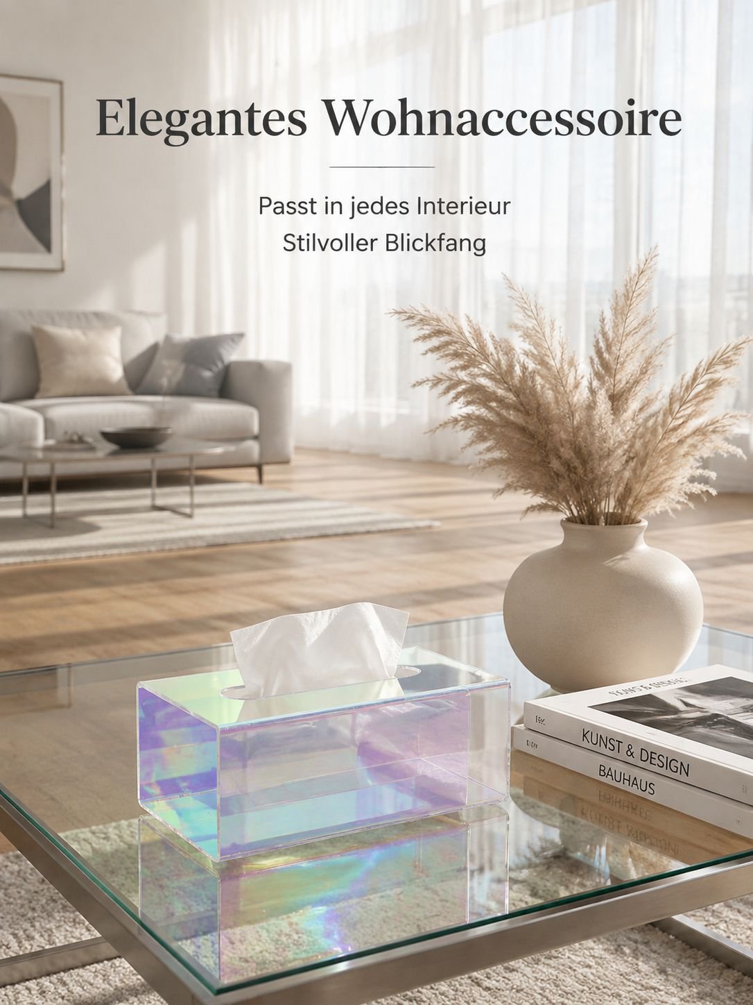 Transparente Aurora Taschentuchaufbewahrungsbox – Für Zuhause, Wohnzimmer, Tisch
