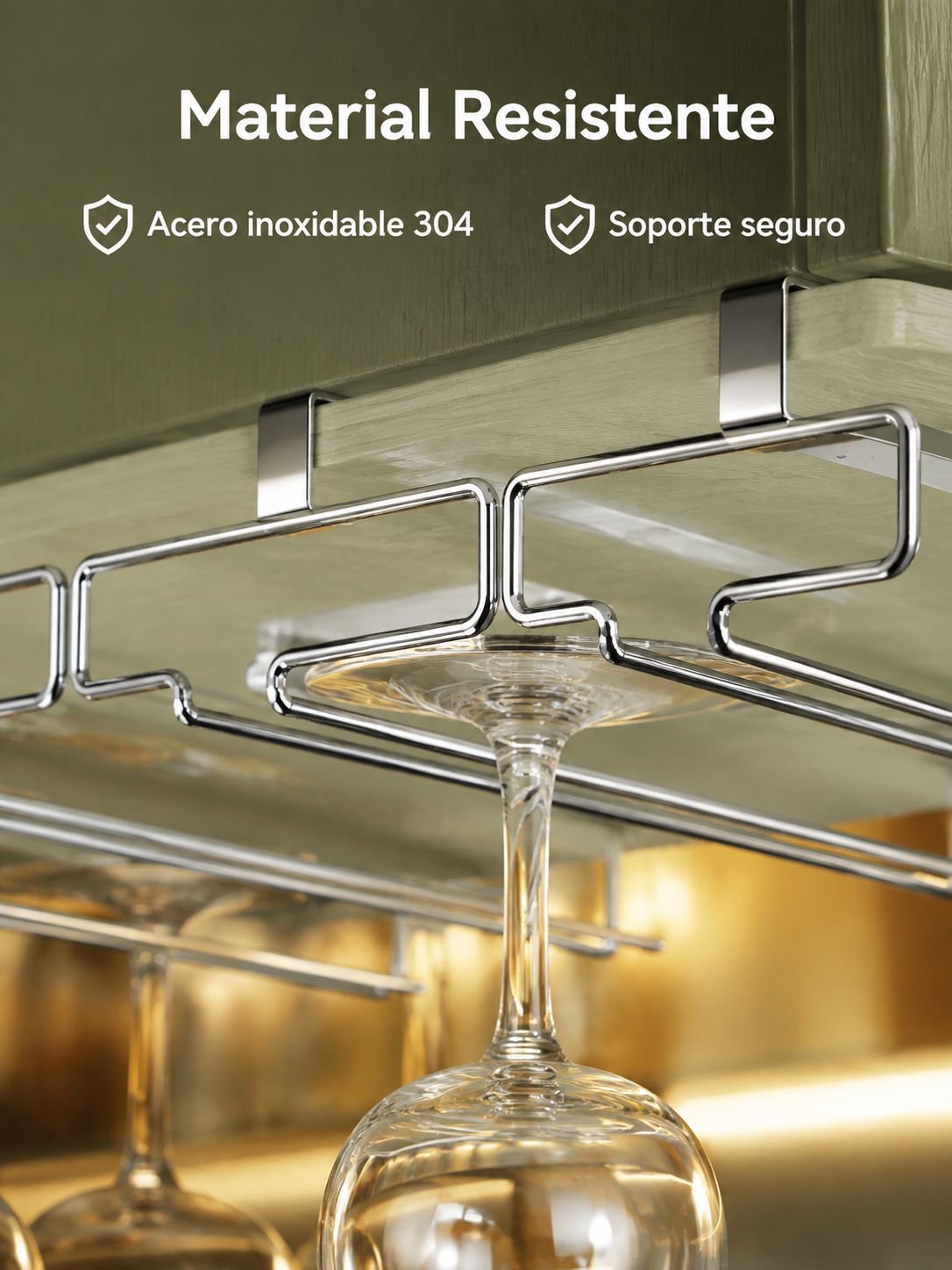 Estante colgante para copas de vino de acero inoxidable 304 bajo gabinete