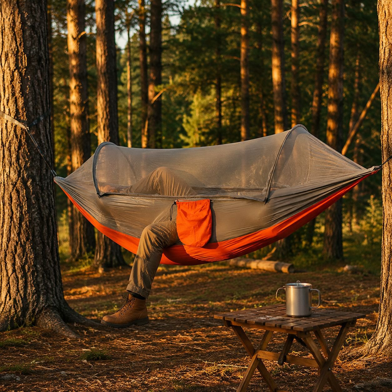 Outdoor hammock, quick-installation, automatic opening, mosquito-proof support, portable and durable