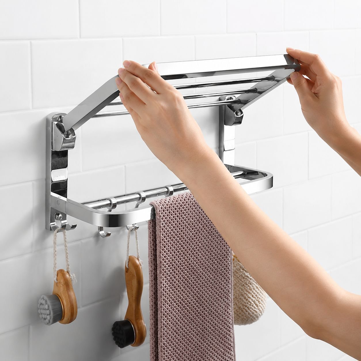 Stainless Steel Bathroom Towel Shelf