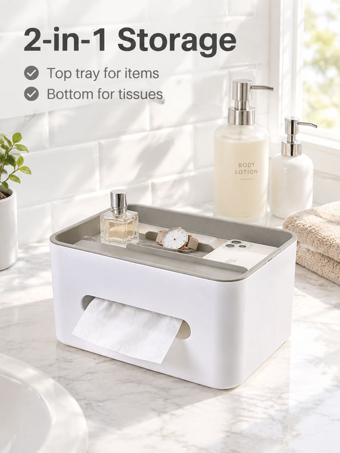 Bathroom tissue box plastic storage box