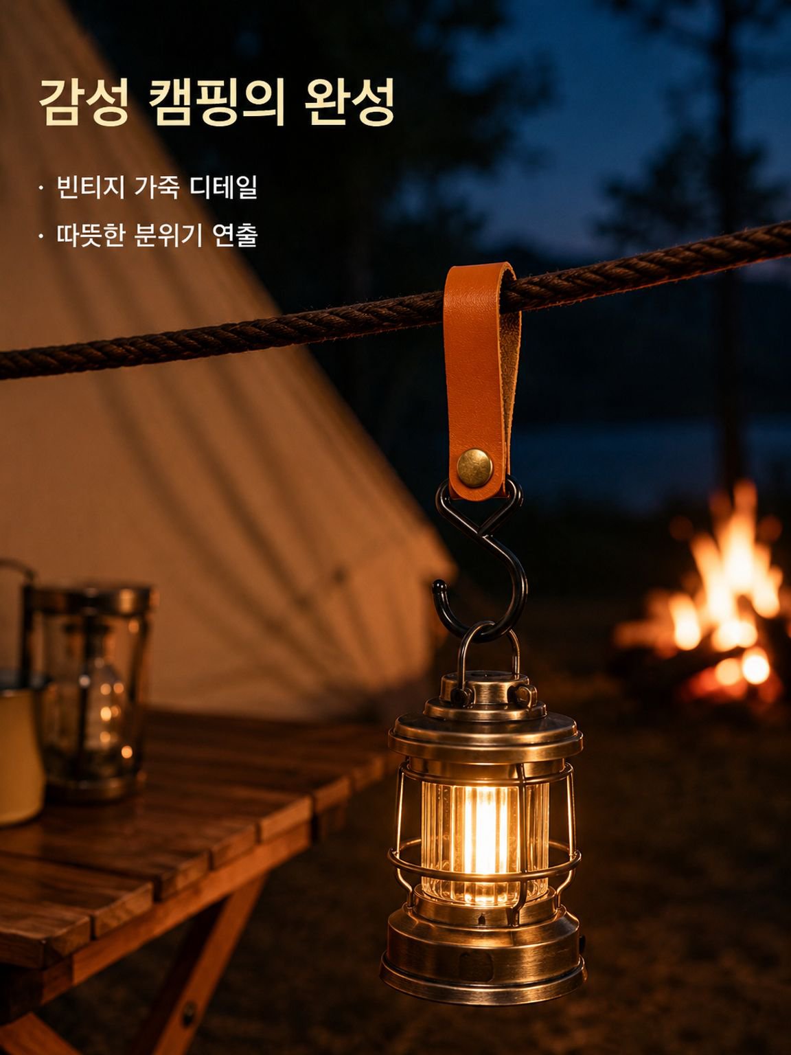 캠핑 삼각 텐트 걸이 빨랫줄 가죽 수납 고리