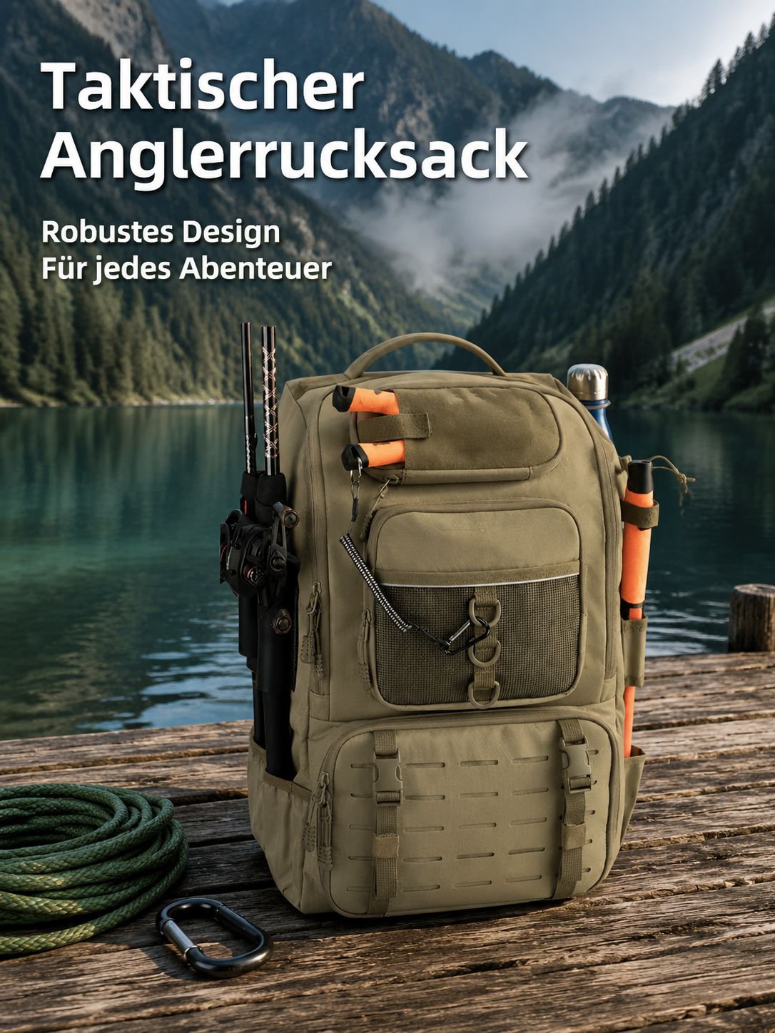 Neuer faltbarer multifunktionaler Outdoor-Angelrucksack mit großer Kapazität