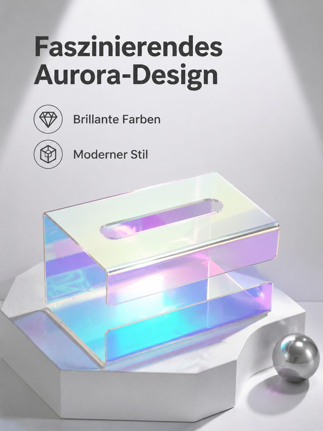 Transparente Aurora Taschentuchaufbewahrungsbox – Für Zuhause, Wohnzimmer, Tisch