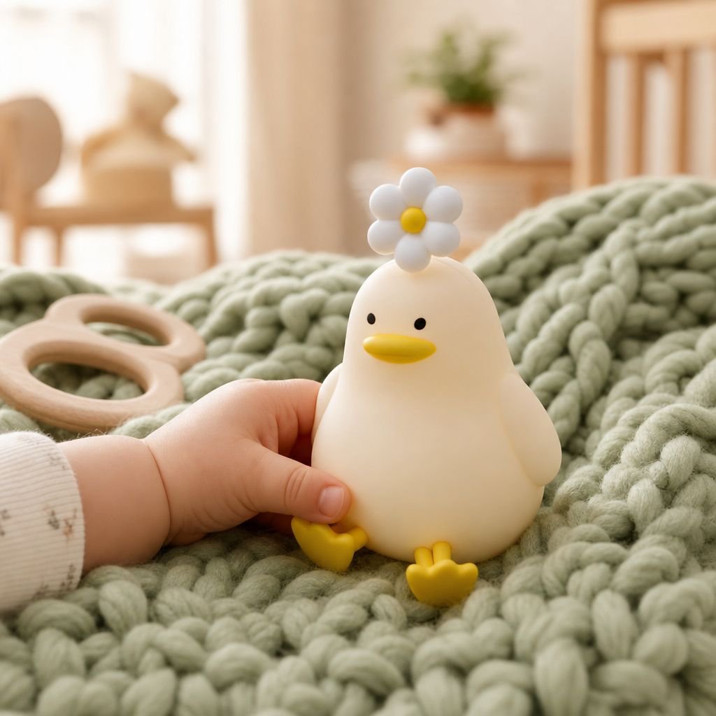 Baby Eye-caring Silicone Night Light, Rechargeable Bedroom Bedside Touch Ambience Lamp