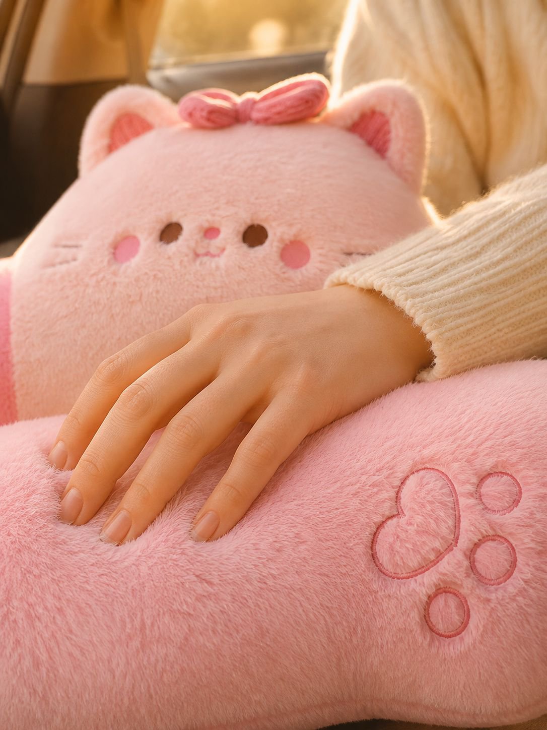 Cute plush cushion set for car seat