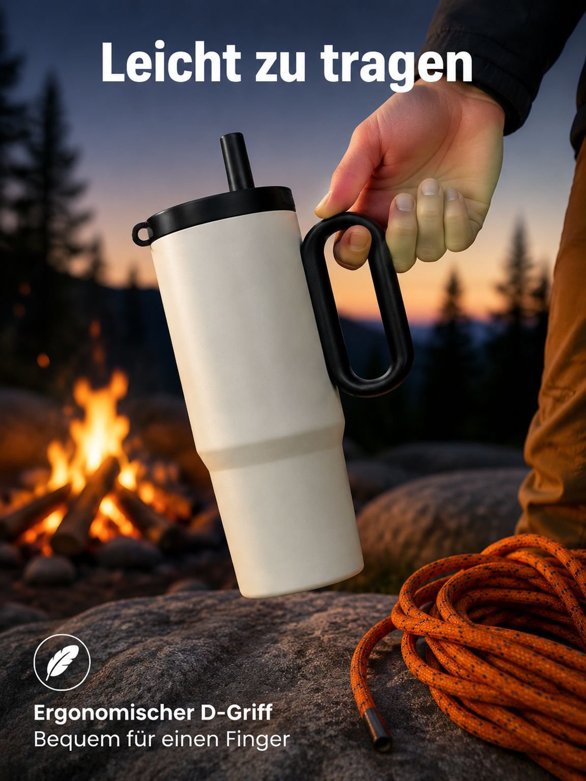 Stylischer und großer Edelstahl-Thermobecher/Eisbecher