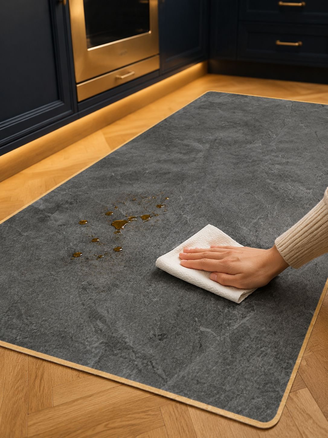 Easy to clean kitchen mat for spills and stains