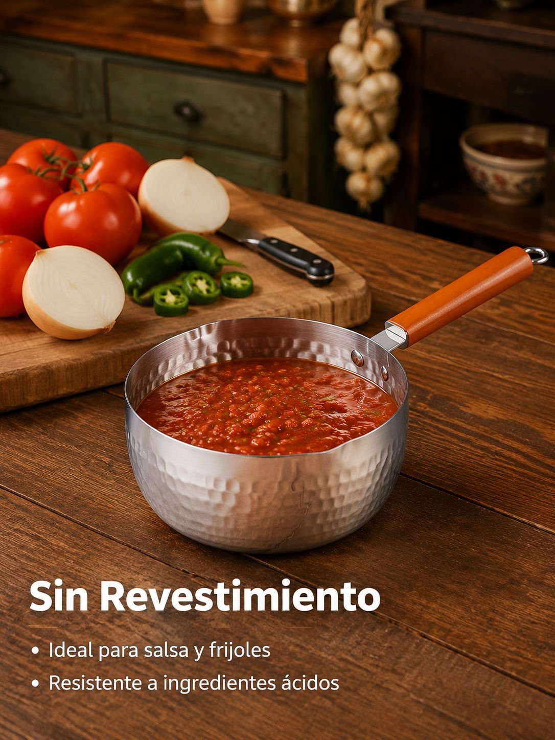 Olla multiusos sin recubrimiento, con textura martillada y grosor reforzado
