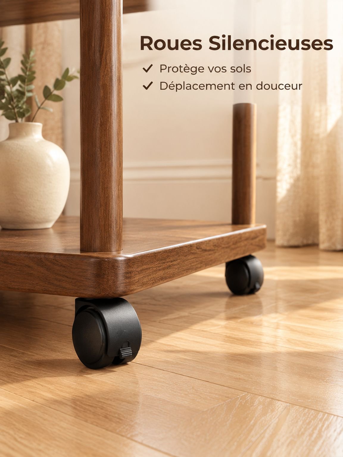 Table d'appoint mobile avec espace de rangement intégré